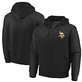 Men's Minnesota Vikings Majestic Cap Logo Full Zip Hoodie Black,baseball caps,new era cap wholesale,wholesale hats